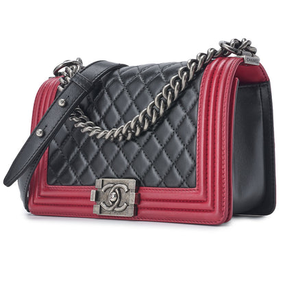 CHANEL Boy Chanel Matelasse Chain Shoulder Lambskin Black Gold-Tone Hardware Pre-Owned - Vintage La Charme