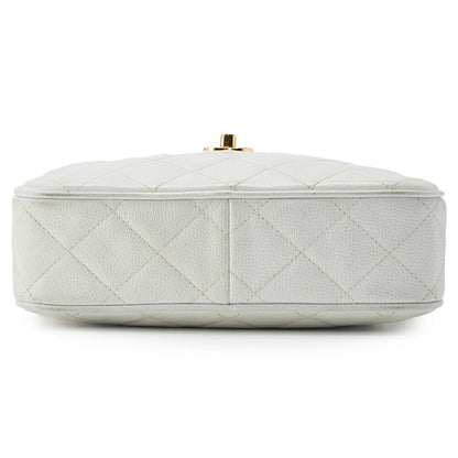 CHANEL Shoulder Bag Matelasse Turn Lock Chain Shoulder Caviar Skin White Gold-Tone Hardware Pre-Owned - Vintage La Charme
