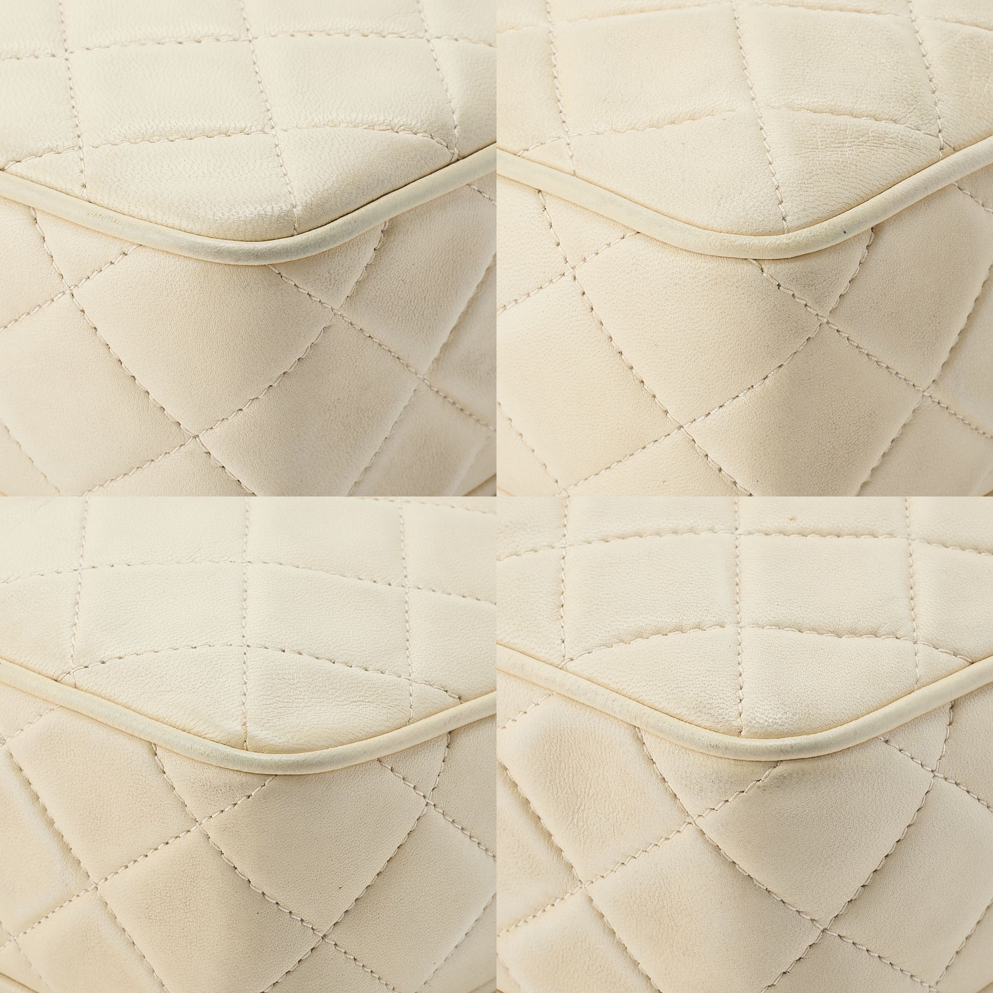 CHANEL Shoulder Bag, Matelasse, Fringe Chain Shoulder, Lambskin, Ivory, Gold-Tone Hardware, Pre-Owned - Vintage La Charme