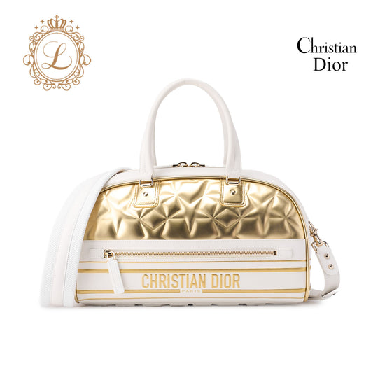 Dior 2WAY Boston Bag Leather Rubber White Gold-Tone Hardware Pre-Owned - Vintage La Charme