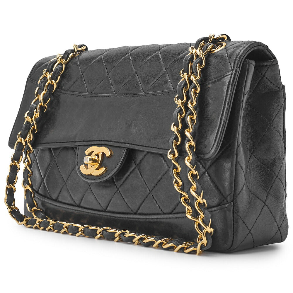 CHANEL Shoulder Bag, Matelasse Turn Lock Design, Lambskin, Black, Gold-Tone Hardware, Pre-Owned - Vintage La Charme