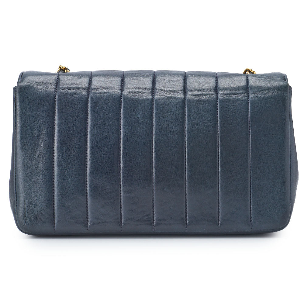 CHANEL Shoulder Bag, Mademoiselle Turn Lock, Chain Shoulder, Lambskin, Navy, Gold-Tone Hardware, Pre-Owned - Vintage La Charme