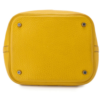 HERMES Picotin MM Handbag Tryon Clemence Jaune Ambre Silver-Tone Hardware Pre-Owned - Vintage La Charme