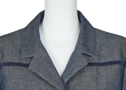 CHANEL Denim Jacket, Coco Button Fringe, Cotton Blend, Blue, Silver-Tone Hardware, Pre-Owned - Vintage La Charme