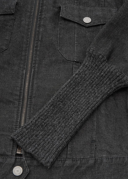 CHANEL Jacket, Knit Denim, Coco Button, Cotton Blend, Black, Silver-Tone Hardware, Pre-Owned - Vintage La Charme