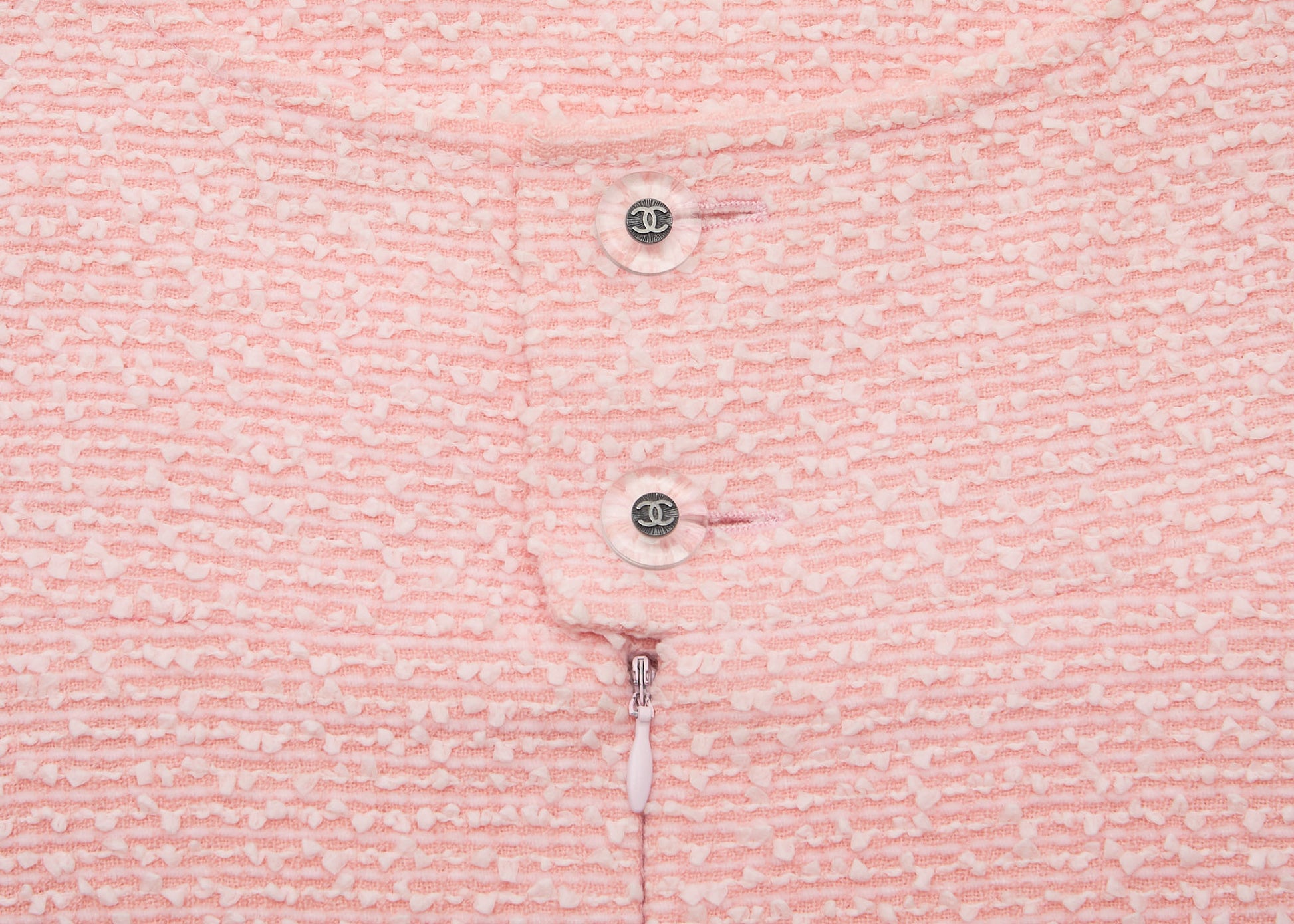 CHANEL Sleeveless Dress, Coco Button, Wool Nylon Blend, Pink, Pre-Owned - Vintage La Charme