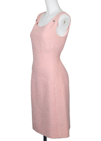 CHANEL Sleeveless Dress, Coco Button, Wool Nylon Blend, Pink, Pre-Owned - Vintage La Charme