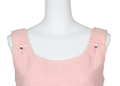 CHANEL Sleeveless Dress, Coco Button, Wool Nylon Blend, Pink, Pre-Owned - Vintage La Charme