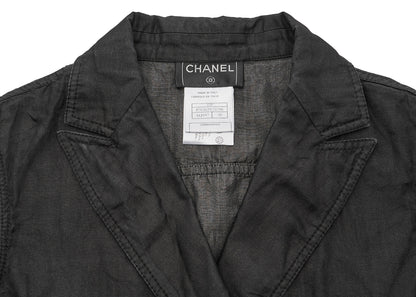 CHANEL Vest, Coco Button, Sleeveless, Black, Silver-Tone Hardware, Pre-Owned - Vintage La Charme