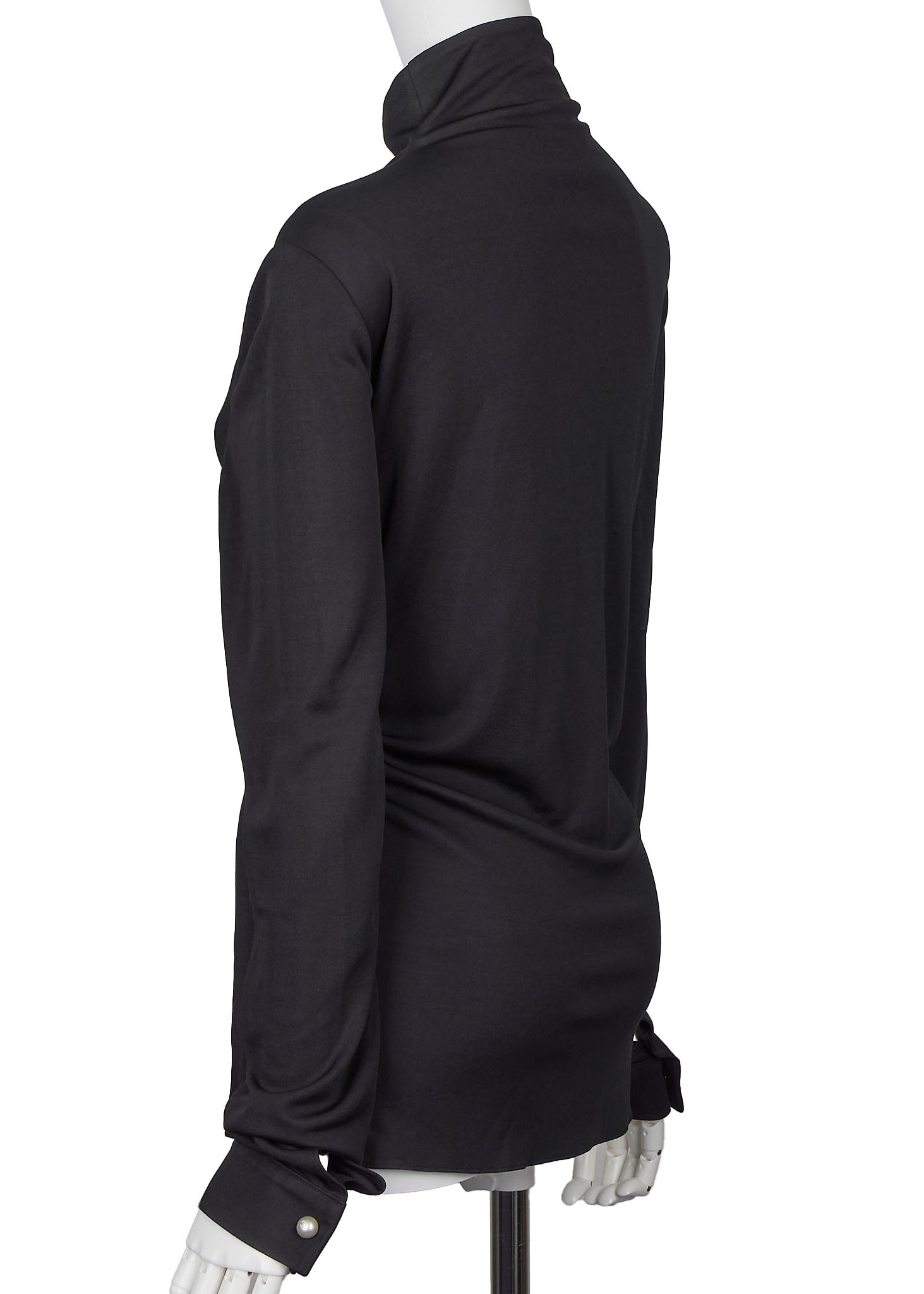 Chanel Long Sleeve T-Shirt, High Neck, Cut-and-Sew, Silk Blend, Black, Silver-Tone Hardware, Pre-Owned - Vintage La Charme
