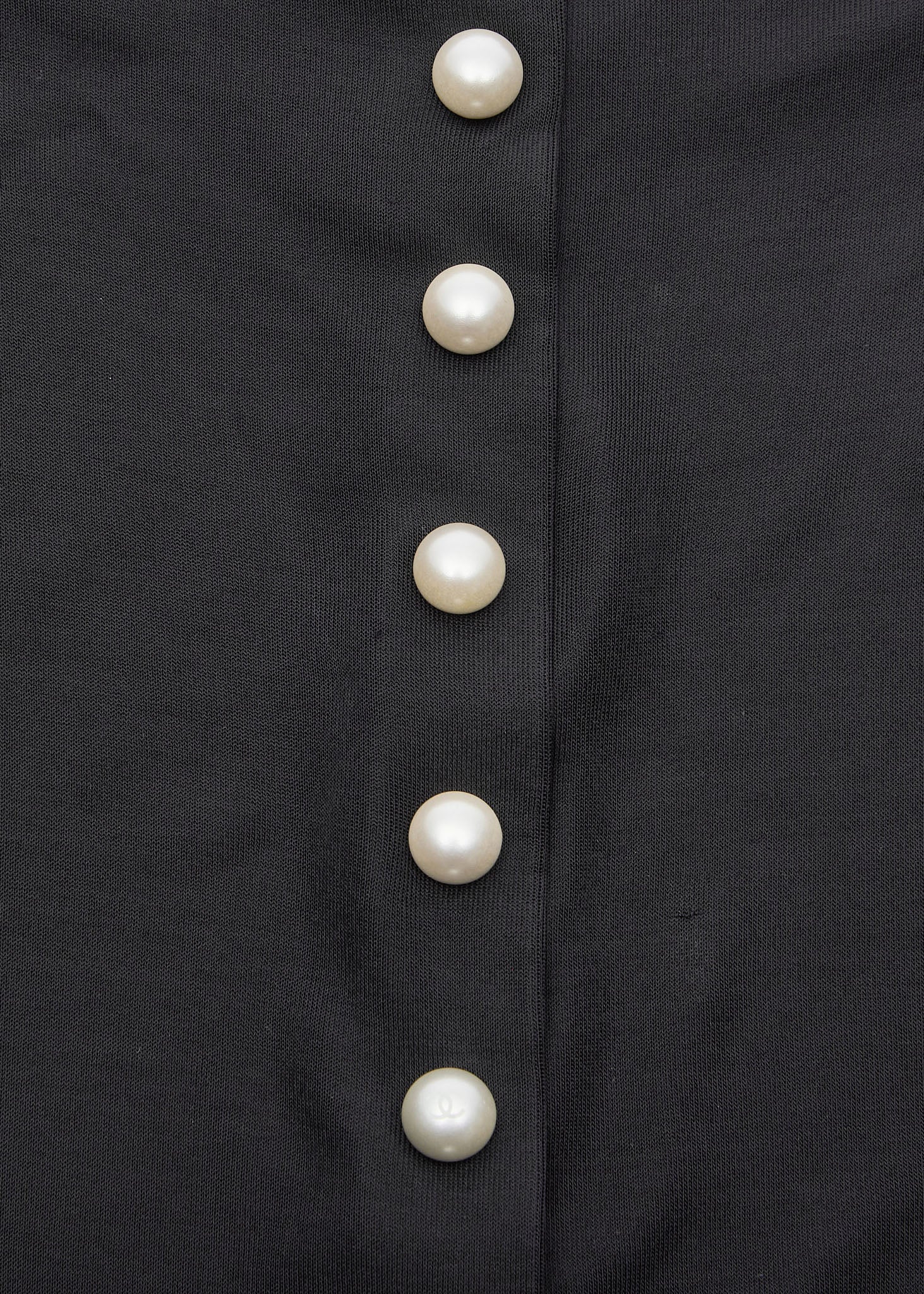 Chanel Long Sleeve T-Shirt, High Neck, Cut-and-Sew, Silk Blend, Black, Silver-Tone Hardware, Pre-Owned - Vintage La Charme