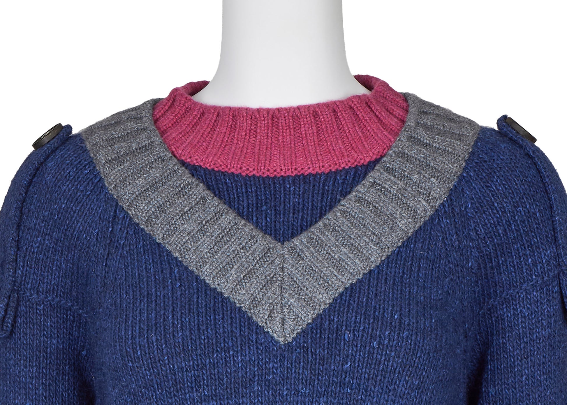 CHANEL Knit Sweater, Coco Button, Cashmere Silk Wool Blend, Navy, Gold-Tone Hardware, Pre-Owned - Vintage La Charme
