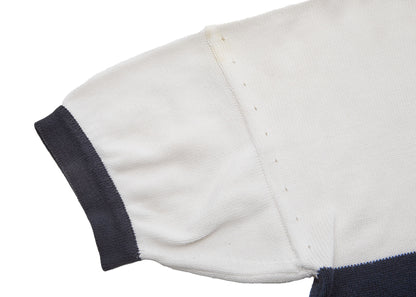 CHANEL Knit T-Shirt, Coco Button, Short Sleeve, Cotton, Navy, Silver-Tone Hardware, Pre-Owned - Vintage La Charme