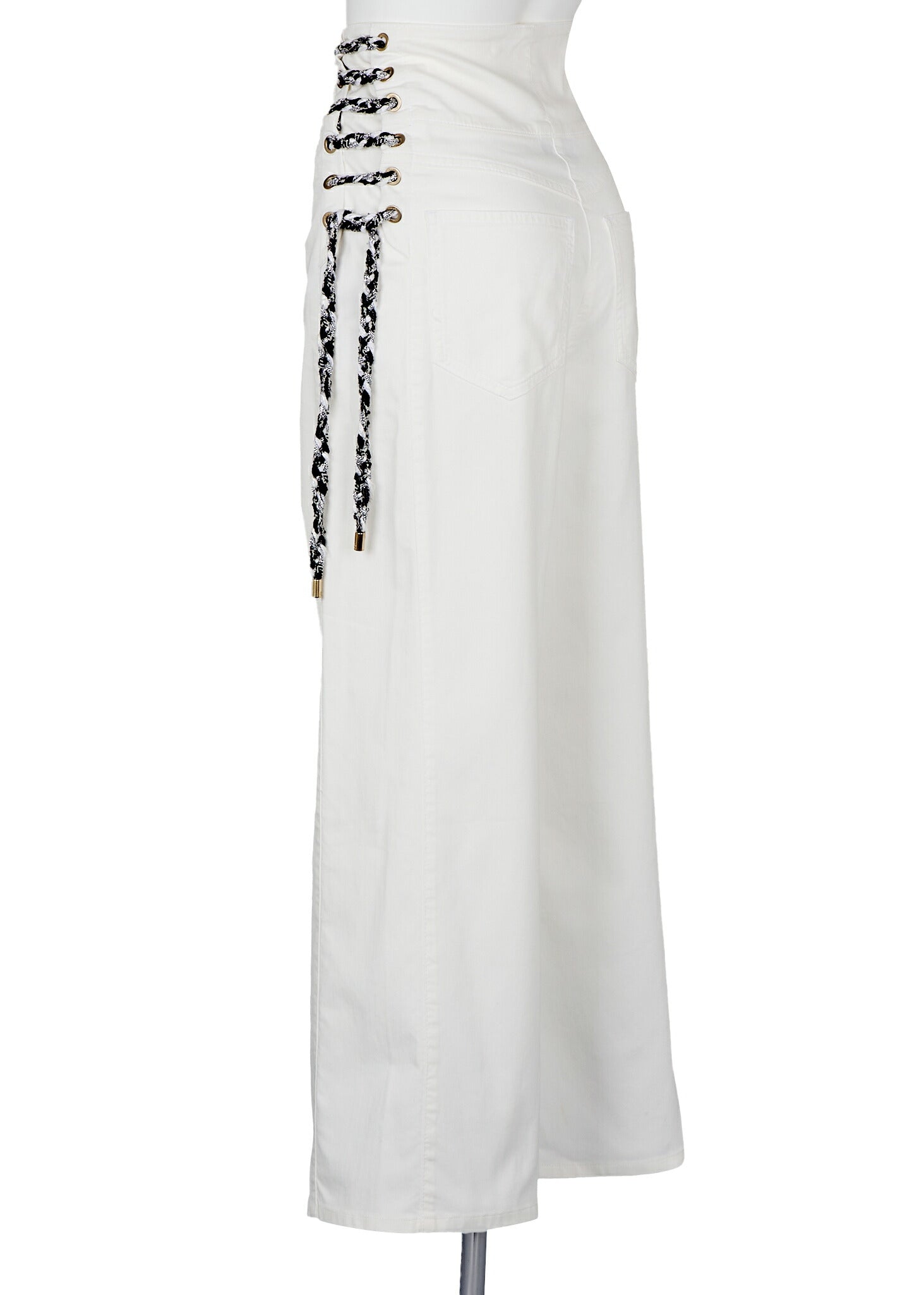 Chanel Wide Pants, Coco Button, Cotton, White, Pre-Owned - Vintage La Charme