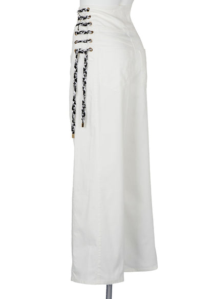 Chanel Wide Pants, Coco Button, Cotton, White, Pre-Owned - Vintage La Charme