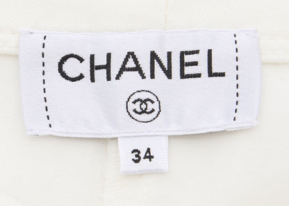 Chanel Wide Pants, Coco Button, Cotton, White, Pre-Owned - Vintage La Charme