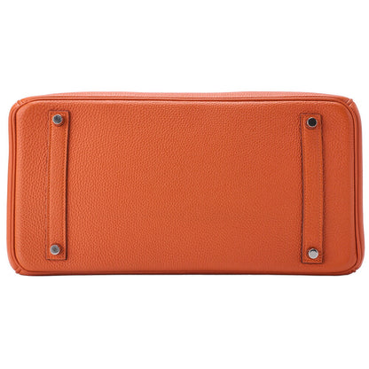 HERMES Birkin 35 Handbag Togo Orange Silver-Tone Hardware Pre-Owned - Vintage La Charme