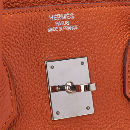HERMES Birkin 35 Handbag Togo Orange Silver-Tone Hardware Pre-Owned - Vintage La Charme