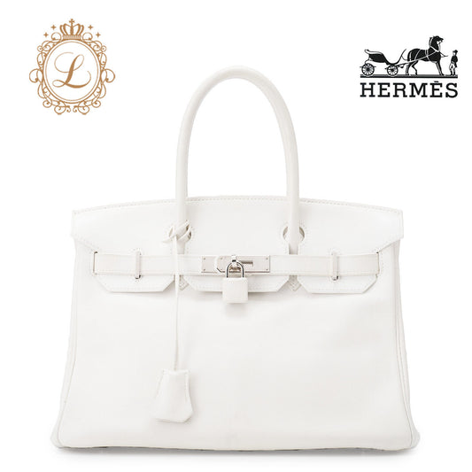 HERMES Birkin 30 Handbag Swift White Silver-Tone Hardware Pre-Owned - Vintage La Charme