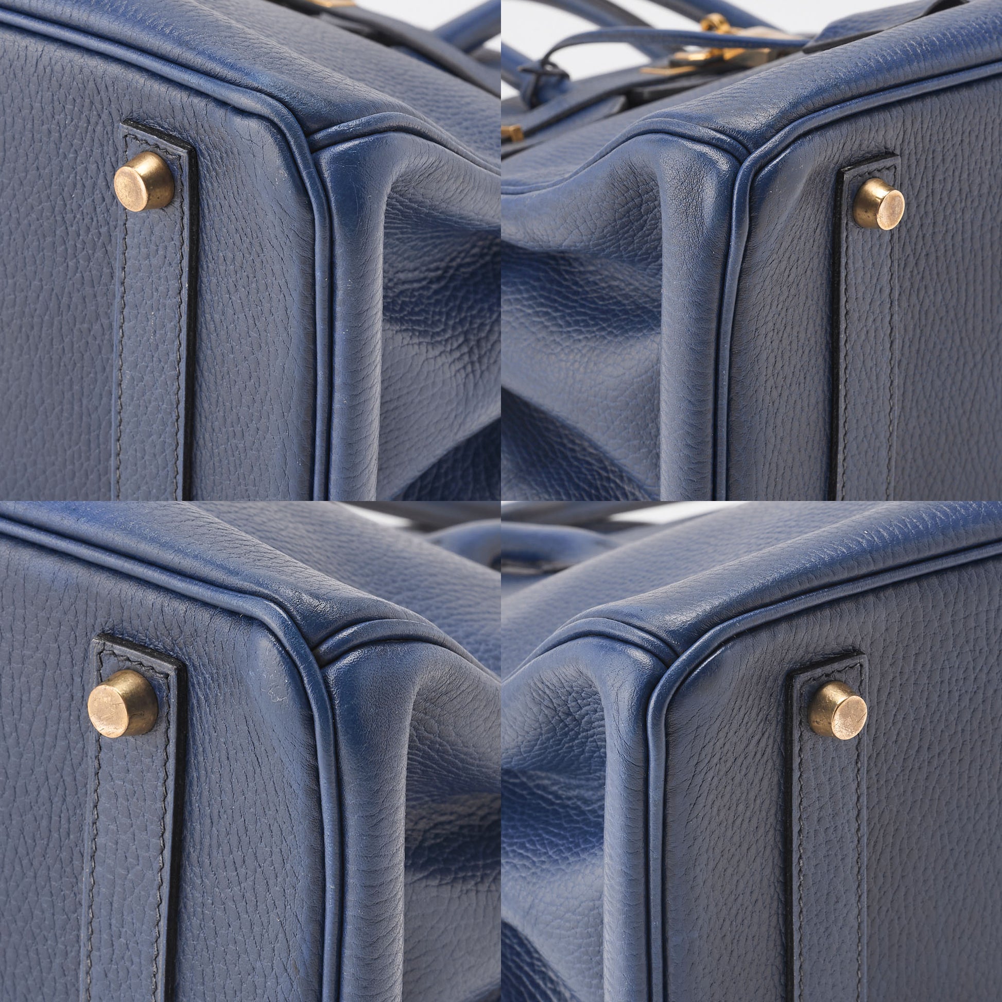 HERMES Birkin 35 Handbag, Ardennes Leather, Navy, Gold-Tone Hardware, Pre-Owned - Vintage La Charme