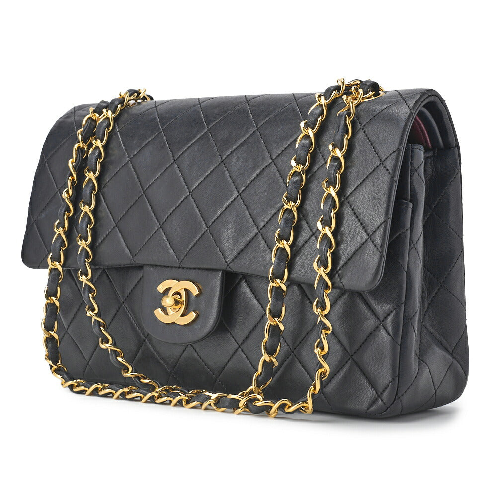 CHANEL Shoulder Bag, Matelasse Turn Lock Double Flap, Lambskin, Black, Gold-Tone Hardware, Pre-Owned - Vintage La Charme