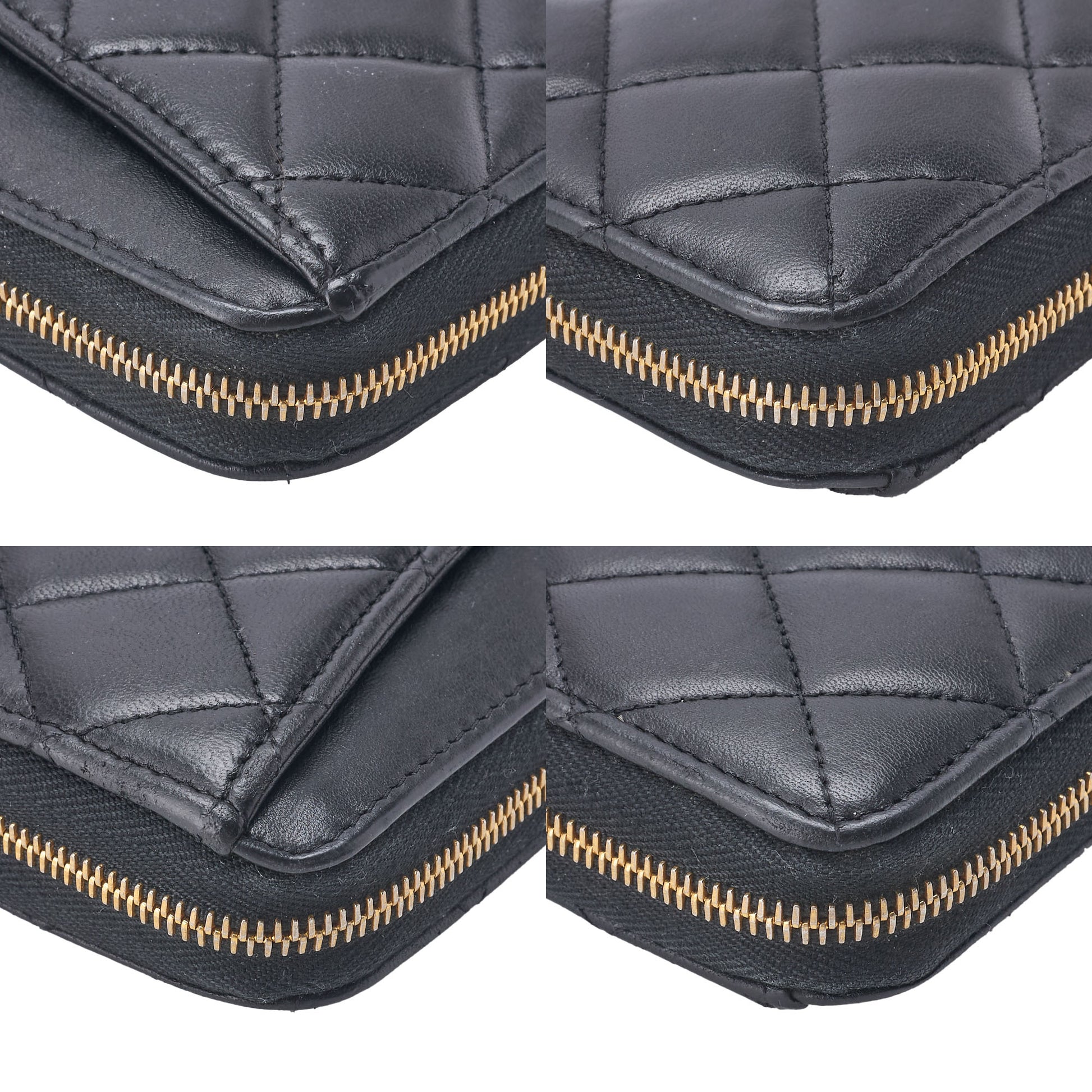 CHANEL Round Long Wallet Matelasse Lambskin Black Gold-Tone Hardware Pre-Owned - Vintage La Charme