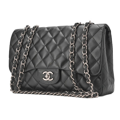 CHANEL Shoulder Bag, Deca Matelasse 30 Turn Lock Chain, Lambskin, Black, Silver-Tone Hardware, Pre-Owned - Vintage La Charme