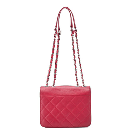 CHANEL Shoulder Bag Tote Bag Matelasse Coco Push Lock Chain Shoulder Caviar Skin Red Silver-Tone Hardware Pre-Owned - Vintage La Charme