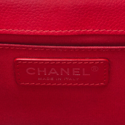 CHANEL Shoulder Bag Tote Bag Matelasse Coco Push Lock Chain Shoulder Caviar Skin Red Silver-Tone Hardware Pre-Owned - Vintage La Charme