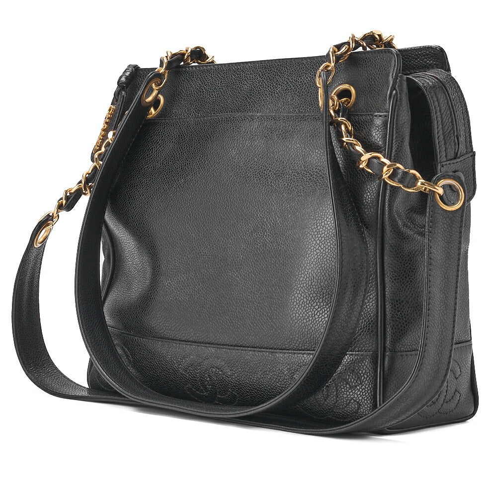 CHANEL Shoulder Bag, Triple Coco Double Chain, Caviar Skin, Black, Gold-Tone Hardware, Pre-Owned - Vintage La Charme