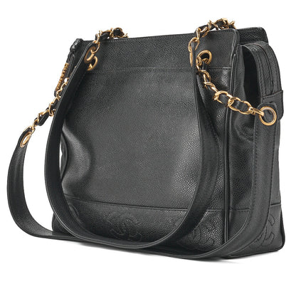 CHANEL Shoulder Bag, Triple Coco Double Chain, Caviar Skin, Black, Gold-Tone Hardware, Pre-Owned - Vintage La Charme