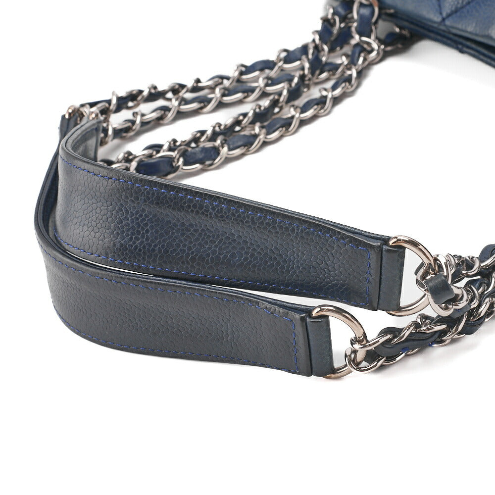 CHANEL Shoulder Bag, Matelasse, Caviar Skin, Navy, Silver-Tone Hardware, Pre-Owned - Vintage La Charme