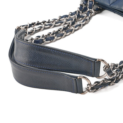 CHANEL Shoulder Bag, Matelasse, Caviar Skin, Navy, Silver-Tone Hardware, Pre-Owned - Vintage La Charme
