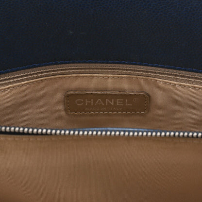 CHANEL Shoulder Bag, Matelasse, Caviar Skin, Navy, Silver-Tone Hardware, Pre-Owned - Vintage La Charme