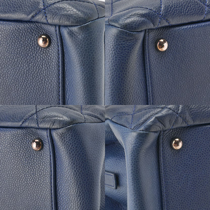 CHANEL Shoulder Bag, Matelasse, Caviar Skin, Navy, Silver-Tone Hardware, Pre-Owned - Vintage La Charme