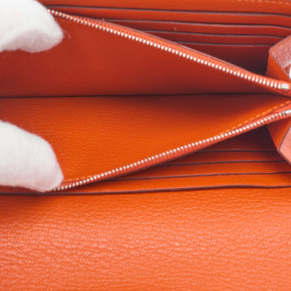 HERMES Kelly Wallet 2 Fold Long Wallet Chevre Mizol Orange Silver-Tone Hardware Pre-Owned - Vintage La Charme