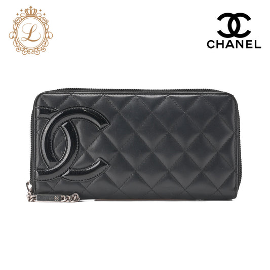 CHANEL Long Wallet, Matelasse, Calfskin, Black, Silver-Tone Hardware, Pre-Owned - Vintage La Charme