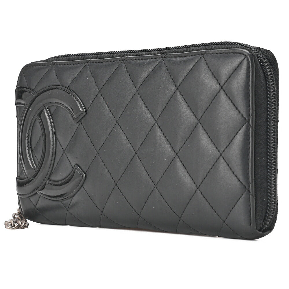 CHANEL Long Wallet, Matelasse, Calfskin, Black, Silver-Tone Hardware, Pre-Owned - Vintage La Charme