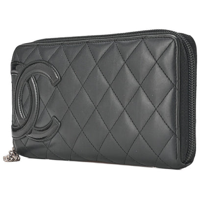 CHANEL Long Wallet, Matelasse, Calfskin, Black, Silver-Tone Hardware, Pre-Owned - Vintage La Charme