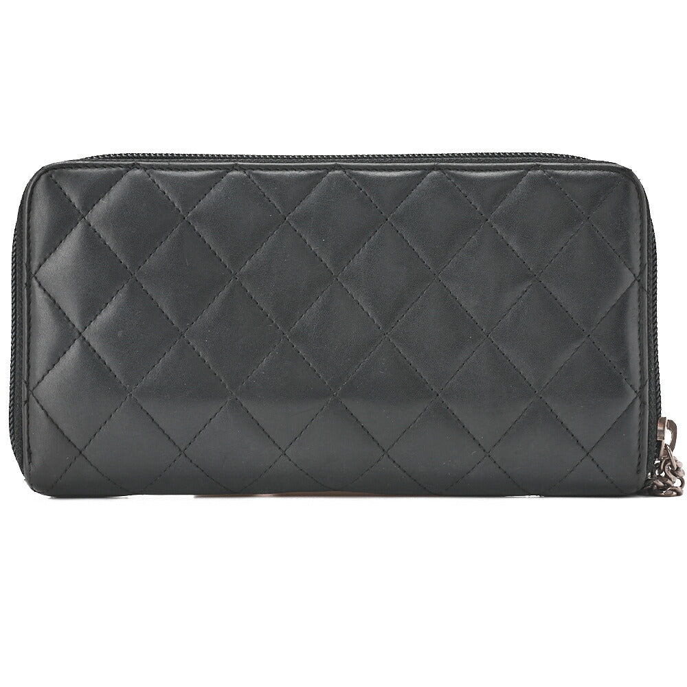 CHANEL Long Wallet, Matelasse, Calfskin, Black, Silver-Tone Hardware, Pre-Owned - Vintage La Charme
