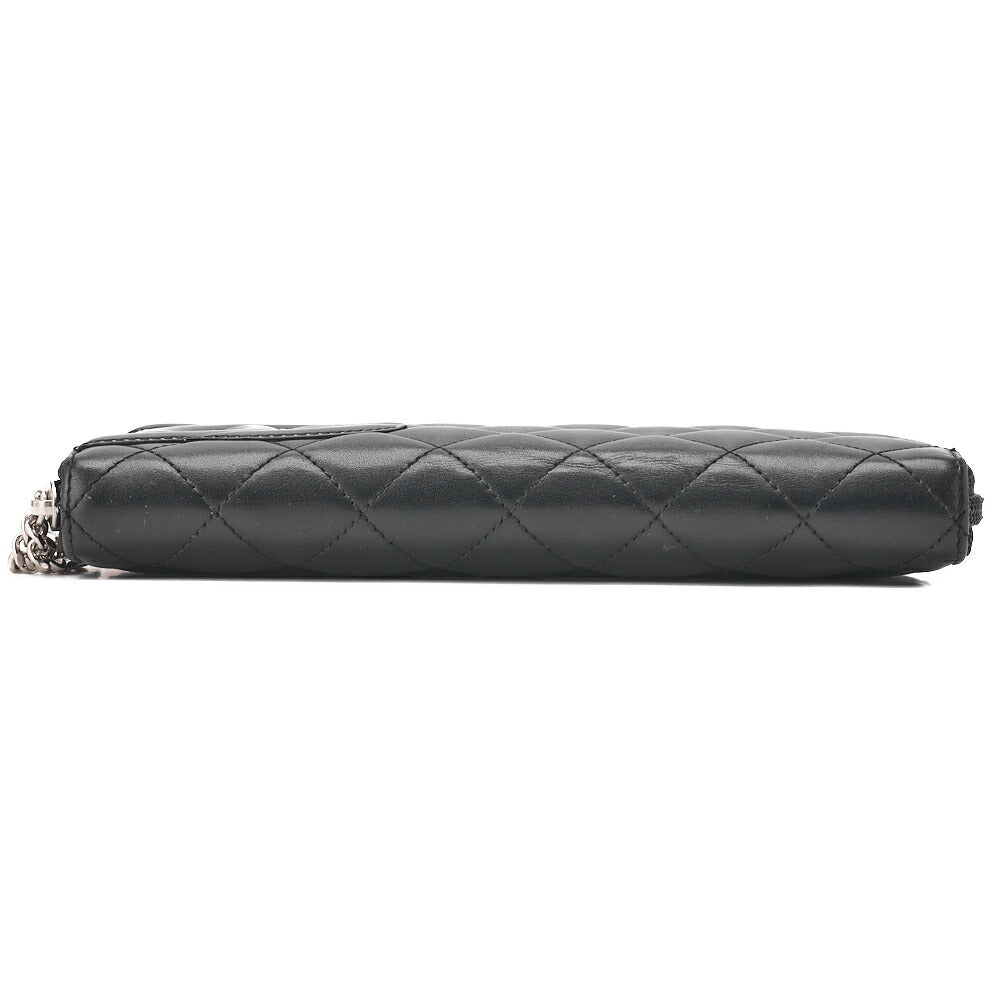 CHANEL Long Wallet, Matelasse, Calfskin, Black, Silver-Tone Hardware, Pre-Owned - Vintage La Charme