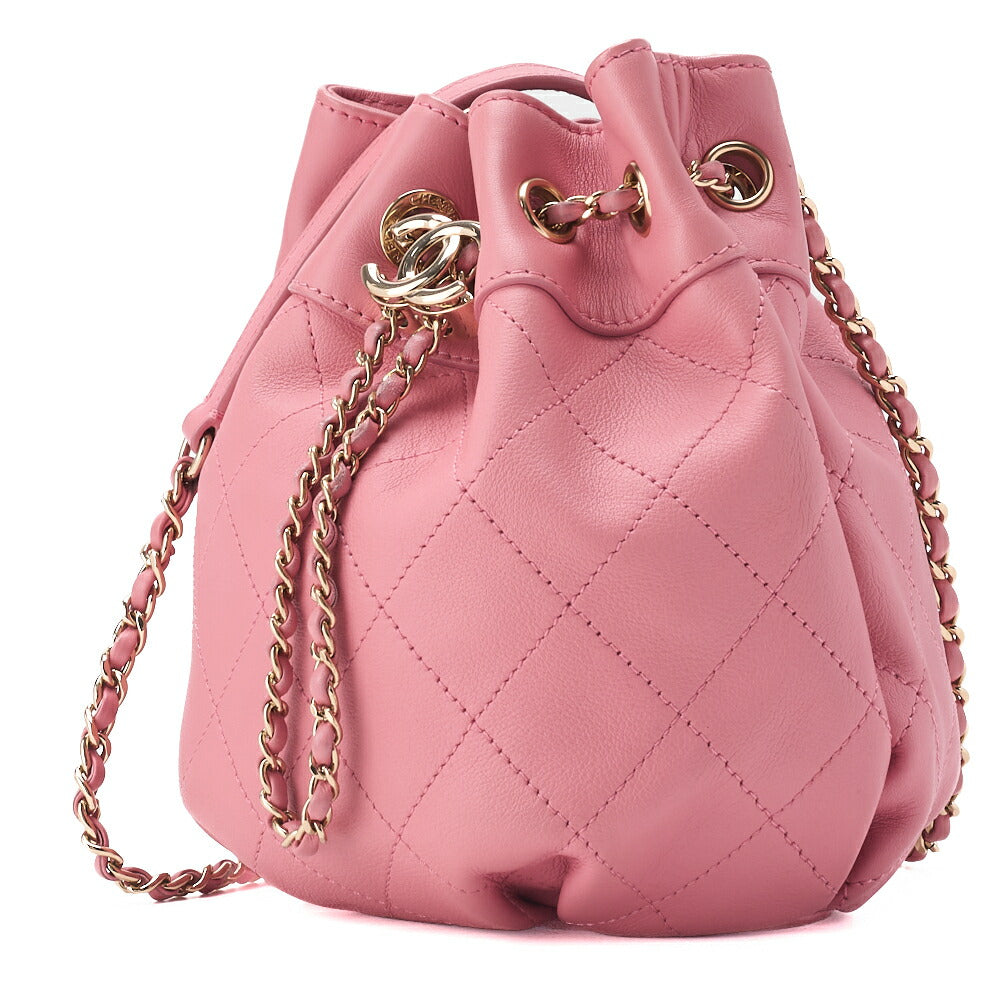 CHANEL Shoulder Bag, Matelasse Drawstring Type, Lambskin, Pink, Gold-Tone Hardware, Pre-Owned - Vintage La Charme