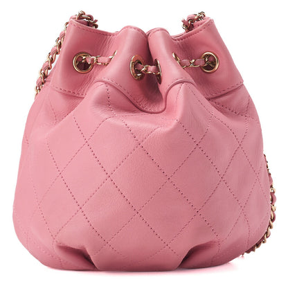 CHANEL Shoulder Bag, Matelasse Drawstring Type, Lambskin, Pink, Gold-Tone Hardware, Pre-Owned - Vintage La Charme