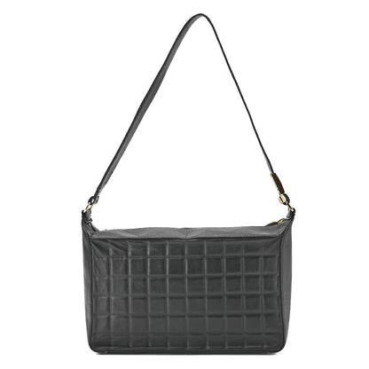 CHANEL Shoulder Bag Chocolate Bar Coco Mark Lambskin Black Gold-Tone Hardware Pre-Owned - Vintage La Charme