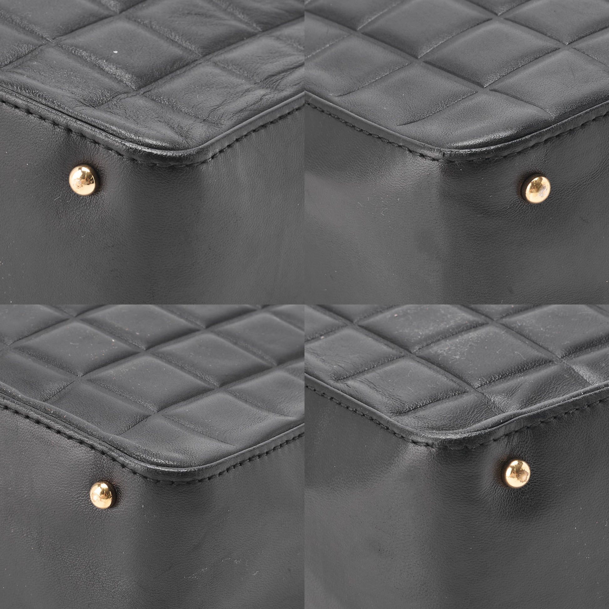 CHANEL Shoulder Bag Chocolate Bar Coco Mark Lambskin Black Gold-Tone Hardware Pre-Owned - Vintage La Charme