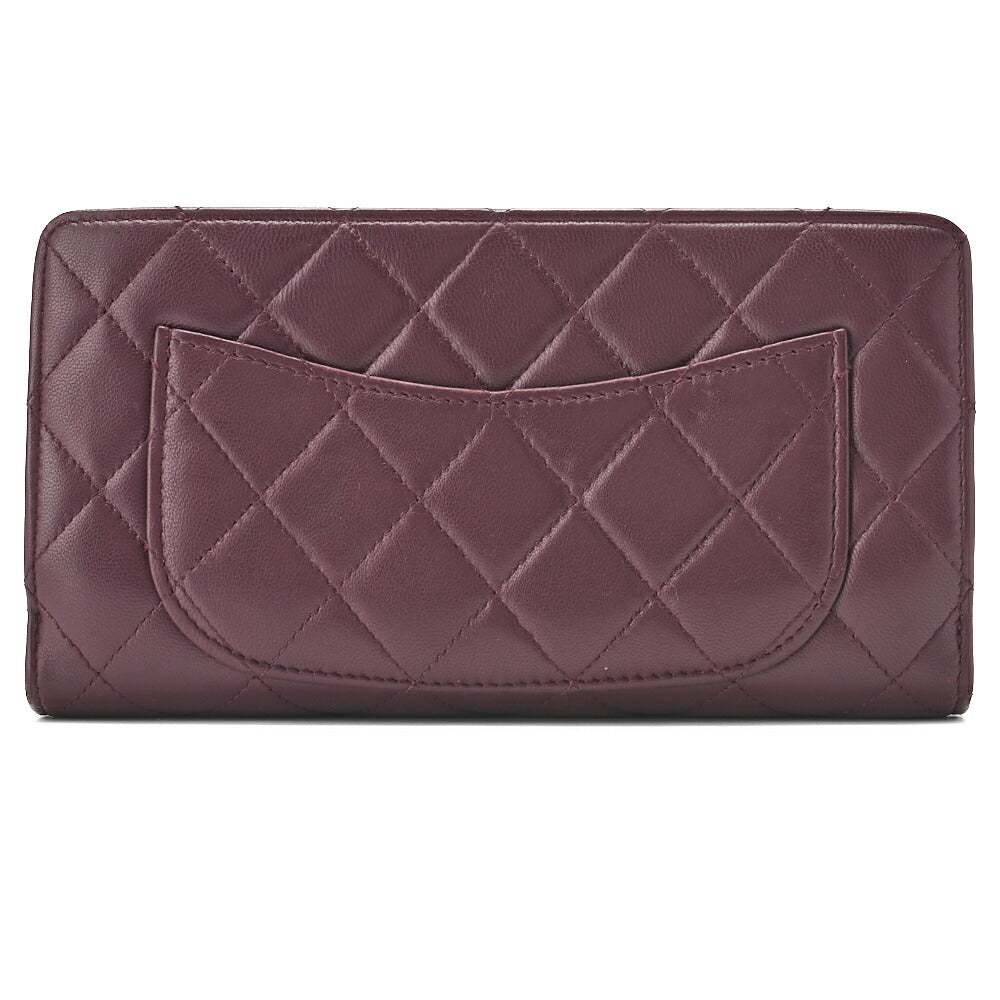 CHANEL Bi-Fold Long Wallet Matelasse Lambskin Bordeaux Gold-Tone Hardware Pre-Owned - Vintage La Charme
