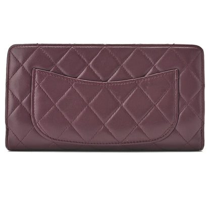 CHANEL Bi-Fold Long Wallet Matelasse Lambskin Bordeaux Gold-Tone Hardware Pre-Owned - Vintage La Charme