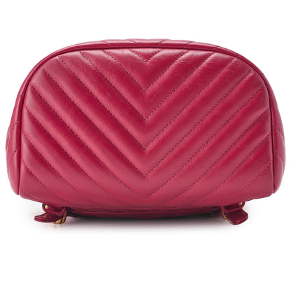 CHANEL Shoulder Backpack Bag V Stitch Turn Lock Lambskin Pink Gold-Tone Hardware Pre-Owned - Vintage La Charme
