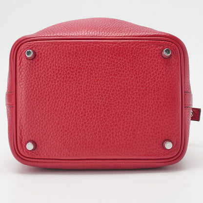 HERMES Picotin Lock PM Handbag, Tryon Clemence, Rouge Casaque, Silver-Tone Hardware, Pre-Owned - Vintage La Charme