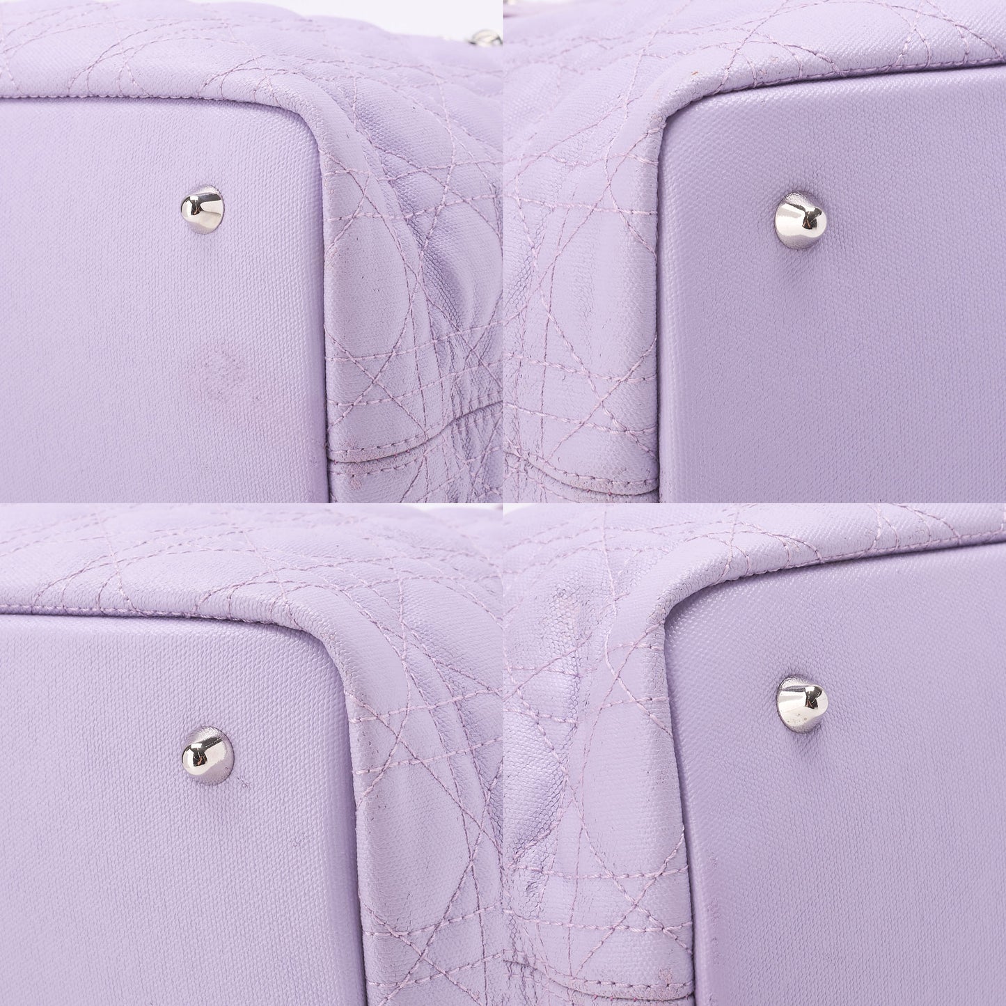 Dior Tote Bag, Lady Dior Panarea Cannage, Coated Canvas, Purple, Silver-Tone Hardware, Pre-Owned - Vintage La Charme